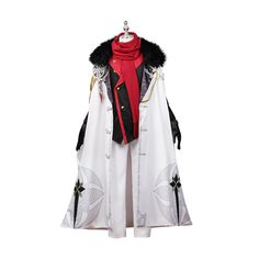 Includes: Top, coat with fur collar, pants, headwear, scarf, earrings, gloves, arm guards, back decoration, shoulder decoration.
Material: Feminine, silk, uniform, pleather
Size: Male XS-XL. Tartaglia Cosplay, Scarf Earrings, Red Feminine, Genshin Impact Tartaglia, Shoulder Decoration, Halloween Costume Game, Arm Guards, White Uniform, Anime Halloween