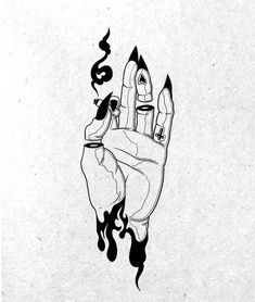 a drawing of a hand holding a pencil and writing on paper with flames coming out of it