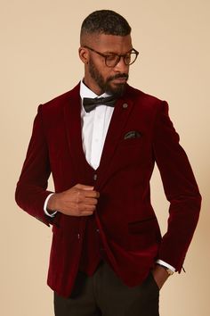 Get the look of Hollyoaks Owen Warner! Bring in a fresh colour to brighten up your eveningwear alternatives with this men's tailored wine velvet blazerIn a rich red tone of this velvet jacket is all the right sorts of opulent. Features Slim fit Single-breasted Notch lapel Single back vent Four button cuff Single button fastening Complimentary pocket square Functional inside and outside pockets Style Tip | Style with a simple white shirt & black tie for a refined black tie look Composition 100% P Single Breasted Velvet Suit For Winter, Winter Single Breasted Velvet Suit, Winter Velvet Single Breasted Suit, Winter Velvet Single-breasted Suit, Tailored Velvet Suits For Fall, Velvet Outerwear For Winter Semi-formal Occasions, Red Velvet Outerwear For Winter, Semi-formal Winter Velvet Outerwear, Winter Velvet Semi-formal Outerwear