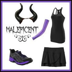 a woman's outfit is shown with horns, shoes and an armband for halloween