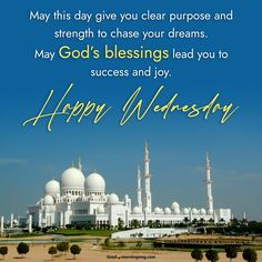 happy wednesday message with mosque in the background