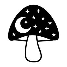 a mushroom with stars and crescents on it's side, in the shape of a