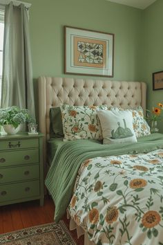 green bedrooms, earthy bedrooms, bedroom decor, bedroom inspo, bedroom ideas, Fun Bedroom Colors, Green Color Bedroom, Pale Green Bedrooms, Soft Green Bedroom, Light Green Bedrooms, Sage Bedroom, Coral Bedroom, Green Bedroom Design, Color Bedroom