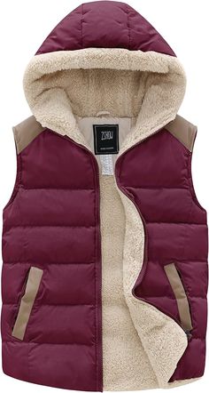 This Soft Fleece Winter Puffer Sleeveless Vest is designed to keep you warm during the coldest of days. The soft fleece lining provides insulated comfort, while the puffer design adds extra warmth. Stay stylish and cozy with this must-have winter vest. 100% Polyester Super Warm & Cozy - The women's winter vest is lined with ultra-soft fleece and filled with thick-down alternative filling, very warm and comfortable, effectively sealing out the cold wind. You can wear the puffer vest in spring, au Winter Cotton Vest For Cold Weather, Cotton Vest For Cold Weather/winter, Winter Sleeveless Vest With Fleece Lining, Fall Fleece-lined Sleeveless Vest, Sleeveless Vest With Fleece Lining For Winter, Winter Cold Weather Sleeveless Vest, Winter Sleeveless Vest For Cold Weather, Sleeveless Fleece-lined Vest For Fall, Fall Sleeveless Vest With Fleece Lining