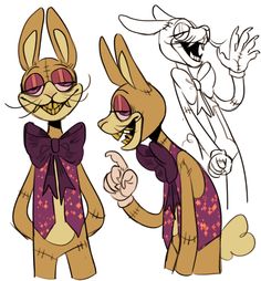 two cartoon rabbits wearing sunglasses and one is pointing at the other rabbit with its mouth open