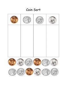 counting coin sort worksheet for kids to learn how to count coins in order