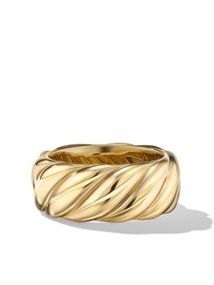 18kt yellow gold signature Cable motif design ring: 9mm To ensure the shine and polish of your David Yurman piece, wash with a little non-bleach, soapy water and wipe clean with a soft cloth. Normal everyday use and external agents may reduce the lustre of gemstones and gold surfaces. To maintain, use specific, non-abrasive products specially meant for cleaning jewellery. David Yurman Ring, David Yurman Jewelry, Gold Band Ring, Band Jewelry, Yellow Gold Ring, Fine Rings, Gold Diamond Rings, Customer Care, Signature Design