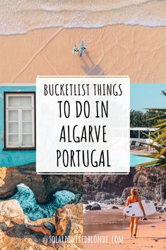 two women walking on the beach with text overlay that reads bucketlist things to do in algarve portugal