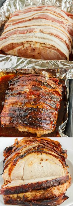 the ribs are being cooked in foil and ready to be eaten