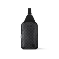 LOUIS VUITTON® - Avenue Slingbag Nm - Graphite Luxury Black Chest Bag For Daily Use, Black Luxury Chest Bag For Daily Use, Luxury Travel Chest Bag With Adjustable Strap, Luxury Chest Bag With Adjustable Strap For Travel, Luxury Business Chest Bag With Adjustable Strap, Luxury Black Chest Bag For Travel, Luxury Black Crossbody Backpack, Luxury Black Shoulder Bag With Case, Functional Black Bag With Case Included