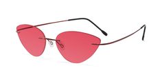 Modern Red Cat Eye Sunglasses With Gradient Lenses, Modern Red Cat Eye Sunglasses With Uv Protection, Trendy Red Rimless Sunglasses, Modern Rimless Red Sunglasses, Modern Red Rimless Sunglasses, Modern Rimless Glass Sunglasses, Red Tinted Glasses, Butterfly Glasses, Minimalist Frame