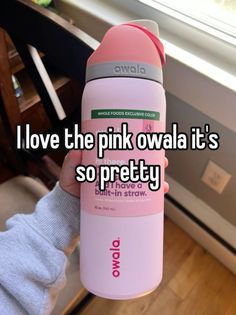 i love the pink owala it's so pretty that she knows to use her hand sanitizer