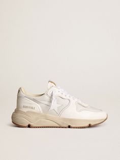 Women's Running Sole in mesh and white nappa | Golden Goose Cream Leather Sneakers With Translucent Outsole, Cream Mesh Sneakers With Perforations, White Mesh Sneakers With Perforated Toe Box, White Sneakers With Rubber Sole For Running Errands, White Sneakers With Rubber Sole For Errands, White Mesh Sneakers With Rubber Sole, White Mesh Running Shoes With Perforated Toe Box, White Mesh Sneakers With Textured Sole, White Mesh Running Shoes With Contrast Sole