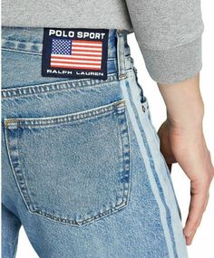 Polo Sport Ralph Lauren American Flag Retro Logo 1992 67 Jeans Slim Straight Men | eBay Sporty Straight Leg Denim Jeans, Sporty Straight Leg Denim Blue Jeans, American Flag Jeans, Flag Jeans, Retro Contemporary, All American Girl, Polo Sport Ralph Lauren, Polo Sport, Sporty And Rich