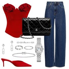 Christmas look, Corset top, Blue jeans, zara mules, Cartier Panthere watch Panthere Watch, Zara Mules, Cartier Panthere, Virtual Fashion, Corset Top, Cartier, Blue Jeans, Zara, Christmas