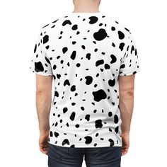 Unleash your inner Dalmatian mom with our Dalmatian Print T-Shirt. This comfy and trendy tee is perfect for everyday wear or as part of your Dalmatian Halloween costume. Show your love for those iconic Dalmatian spots while turning heads wherever you go. S P R E A D L O V E • As a small business, we thrive and survive on spreading the word and social media connections! Please leave us kind reviews and send us all the photos in our products! We love to keep in touch with our customers. Definitely Halloween All Over Print Short Sleeve T-shirt, Halloween Themed Short Sleeve T-shirt With All Over Print, Casual Halloween T-shirt With All Over Print, Casual Crew Neck Cow Print Tops, Casual Cow Print Crew Neck Top, Casual Halloween Shirt With All Over Print, Fitted White Shirt With All Over Print, Funny Printed White T-shirt, Casual Short Sleeve Cow Print Tops