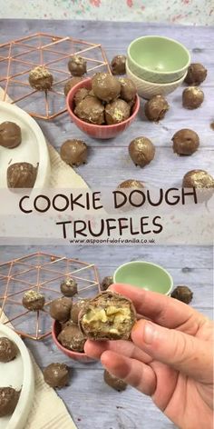 there are two bowls with cookies in them and one is filled with truffles