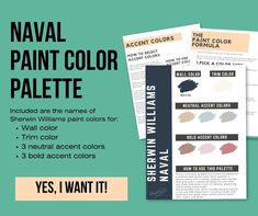 the naval paint color palette is shown in three different colors