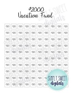 the $ 800 vacation fund is shown in black and white