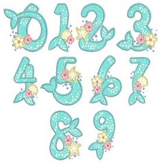 the numbers are decorated with flowers and stars