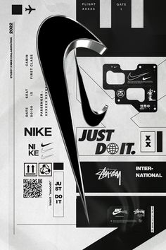 the nike just do it poster is designed with black and white graphics