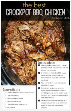 the best crockpot bbq chicken recipe is shown in this brochure