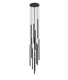 a black metal wind chime hanging from the ceiling