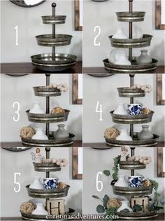 the steps to make a tiered tray with vases on it