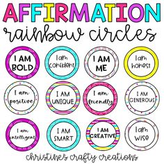 the affirmation stickers are colorful and have different sayings