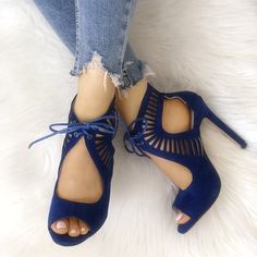 SANDALS 👡 · Eoooh❣❣ · Online Store Powered by Storenvy Luxury Shoes Heels, Heel Sandals Outfit, High Heels Classy, Blue High Heels, Toe Post Sandals, Sandals Outfit, Open Toe Heels, Heels Classy, Studded Heels