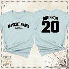 Custom Mascot Name and Number Shirte, Retro Baseball Stylish Shirting, Trendy Tshirt for Baseballer Birthday, Baseball Season Aesthete Tee Elevate your baseball style with our customizable custom mascot name and number shirt, perfect for showing off your team spirit in retro-inspired fashion. Whether you're celebrating a baseballer birthday or gearing up for the baseball season, this trendy t-shirt combines classic aesthetics with modern flair. With its customizable design, you can personalize i School Spirit T-shirt With Team Name For Birthday, School Spirit Shirt With Name Print And Crew Neck, School Spirit Crew Neck Shirt With Name Print, Customizable Crew Neck Shirt For School Spirit, Basic Crew Neck Tops For Birthday, Retro Inspired Fashion, Number Shirt, Retro Baseball, Handmade Shirts