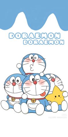 cartoon characters with the words doraemon on them