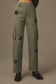 Cotton Front slant pockets Side cargo pockets Back welt pockets Star patches on legs Front zip High-rise Wide-leg Machine wash Imported | Addie High-Rise Cargo Pants by Pistola, Women's, Size: 26, Cotton at Anthropologie Star Patches, Welt Pockets, Cargo Pants, Casual Chic, Anthropologie, High Rise, Wide Leg, Great Deals, Pants