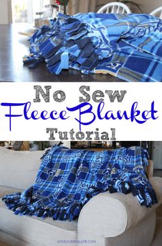 no sew fleece blanket on a couch