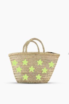 Yellow Star Straw Bag – Southern Sunday Bag For The Beach, Yellow Star, Pool Bags, Hand Woven Baskets, Picnic Bag, Day Bag, Beach Tote, Cute Bags, Cotton Cord