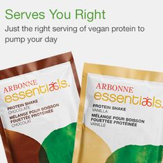 two packets of arbonne essentials sitting next to each other