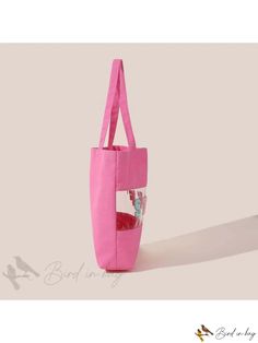 Bird in Bag - Colorful Alphabet Pattern Fashion Canvas Tote Shopping Bag Pink Large Capacity Bag As Gift, Large Capacity Pink Bag As A Gift, Large Capacity Pink Bag For Gift, Large Capacity Pink Canvas Shopping Bag, Pink Square Canvas Bag For Shopping, Pink Square Canvas Bag, Pink Square Bag For Spring, Pink Bucket Canvas Bag For Daily Use, Large Capacity Pink Canvas Pouch Bag