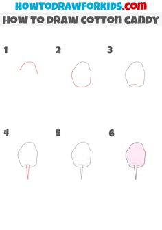 how to draw cotton candy for kids with step by step instructions - learn how to draw cotton candy