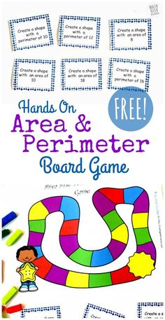 hands on area and perimeter board game for kids to practice their handwriting skills with free printables