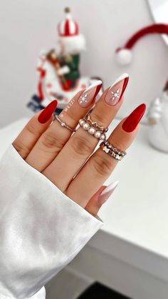 Red Christmas Nails, Cute Christmas Nails, Her Nails, Christmas Nails Acrylic, Festival Nails, New Year's Nails