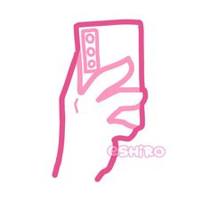 a pink hand holding a remote control in it's palm