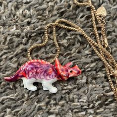 Beautiful Dino Necklace Made From Enamel Cotton Candy Colored Dino, Can Be Either Worn As Necklace Or A Brooch Comes With Gold Colored Chain Necklace With Lobster Clasp And Extension Part Dino Necklace, Cotton Candy Colors, Jurassic Park, Cotton Candy, Lobster Clasp, Womens Jewelry Necklace, Pink Purple, Pink Ladies, Gold Color