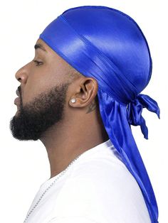 Turban Hijab, Sport Hair, Satin Noir, Hair Bonnet, Pirate Hats, Blue Satin, Primavera Estate, Head Scarf, Maternity Bag