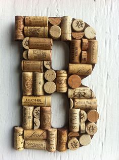 the letter b made out of wine corks