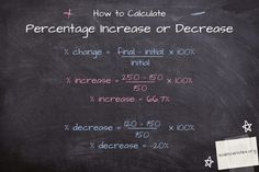 a blackboard with writing on it that says how to graduate percentage increase or decline