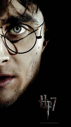 the harry potter movie poster is shown in black and features an evil look on his face