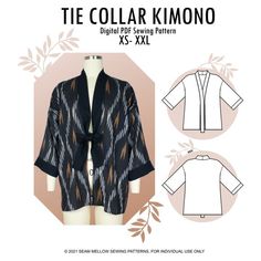 the collar kimono sewing pattern is shown