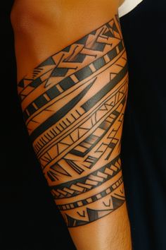 Arm with intricate geometric black tattoo design. Egyptian Symbols, Tattoo Script