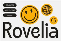 the word rovelia is written in black and yellow with a smiley face on it