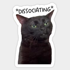 a black cat with the words disociating on it